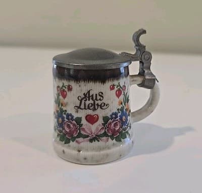 Vintage ERBO Zinn Aus Liebe German Miniature Beer Stein - Thumbnail 2