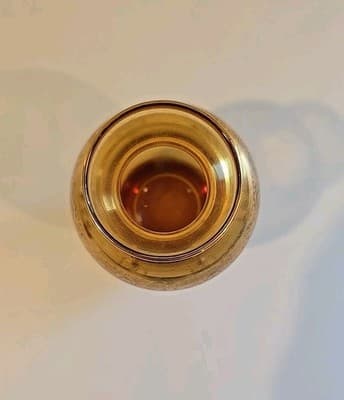 Vecchia Murano Amber Art Glass Vase 24K Gold Trim 4 3/4" - Thumbnail 6