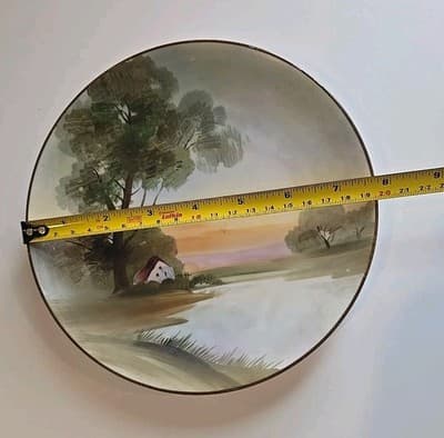 House On Lake Hand Painted Small Decor Plate Noritake Japan M Stamp - Thumbnail 3