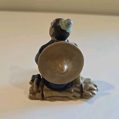 Ceramic Mud Man Figurine Sitting on Log 4" - Thumbnail 3