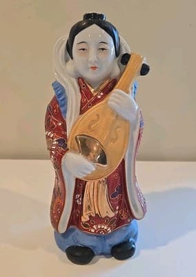 Vintage Kamotsuru Sake Ceramic Decanter Goddess Of Art Woman Made in Japan