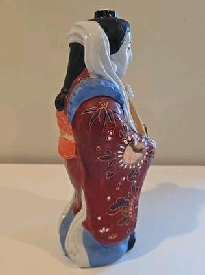 Vintage Kamotsuru Sake Ceramic Decanter Goddess Of Art Woman Made in Japan - Thumbnail 4