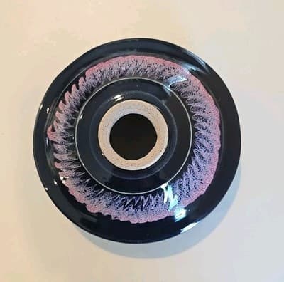 Studio Art Bay Pottery Vase Purple And Blue Signed 6" Diameter - Thumbnail 3