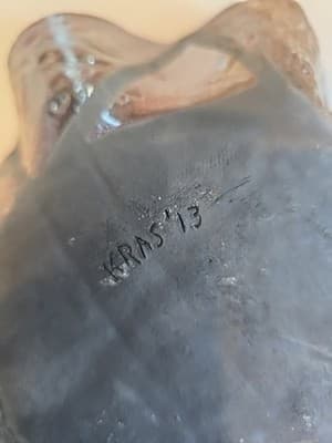 Exquisite Handmade 2013 Kras Matte Raku Art Pottery Lobe Scalloped Bowl - Thumbnail 11