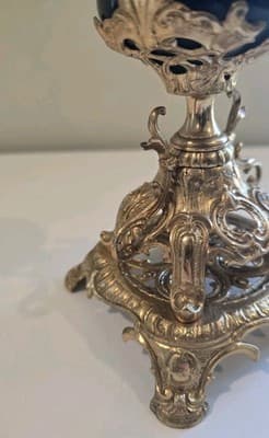 Antique French Louis XVI Style Gold Gilt Coblat Blue Porcelain 5-Arm Candelabra - Thumbnail 8