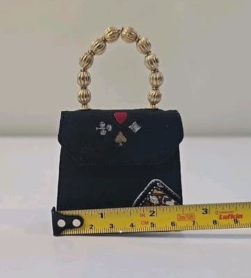 Vtg Just the Right Shoe Raine "Queen of Hearts" Black Miniature Purse #25326 - Thumbnail 3