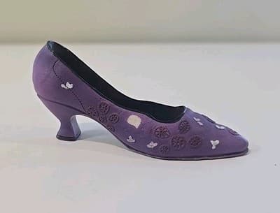 Vintage Miniature High Heeled Shoe Pump Nostalgia Resin Purple Pink & Maroon - Thumbnail 5