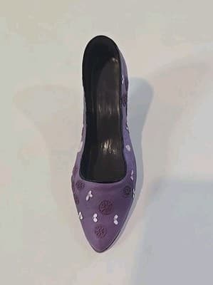 Vintage Miniature High Heeled Shoe Pump Nostalgia Resin Purple Pink & Maroon - Thumbnail 7