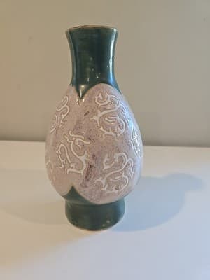 Antique 19th c Chinese Celadon Glaze Porcelain Vase 9" Republic - Thumbnail 5