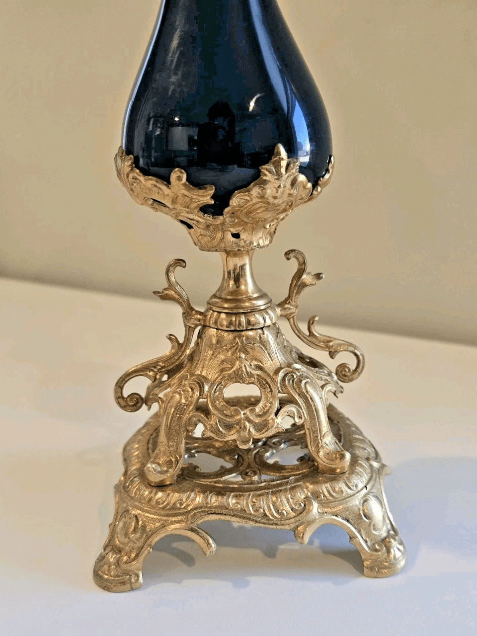 Antique French Louis XVI Style Gold Gilt Coblat Blue Porcelain 5-Arm Candelabra - Thumbnail 7