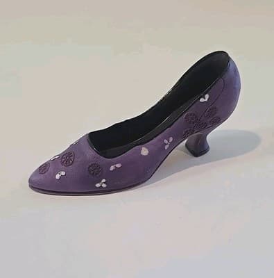 Vintage Miniature High Heeled Shoe Pump Nostalgia Resin Purple Pink & Maroon - Thumbnail 8