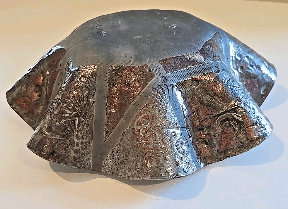 Exquisite Handmade 2013 Kras Matte Raku Art Pottery Lobe Scalloped Bowl - Thumbnail 8