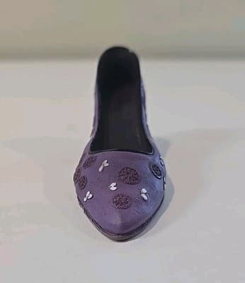 Vintage Miniature High Heeled Shoe Pump Nostalgia Resin Purple Pink & Maroon - Thumbnail 6