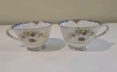 Vintage Cherry China Made In Japan Set Of Two Tea Cups And Saucers