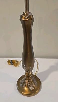 VTG Rare STIFFEL Rose Bud Gold Brass Table Lamp Model WORKS - Thumbnail 3