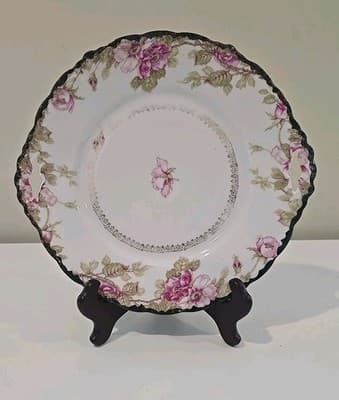 JTC Malmaison Jager Thomas & Co 10.5" Plate Pink Flowers c 1872-1898