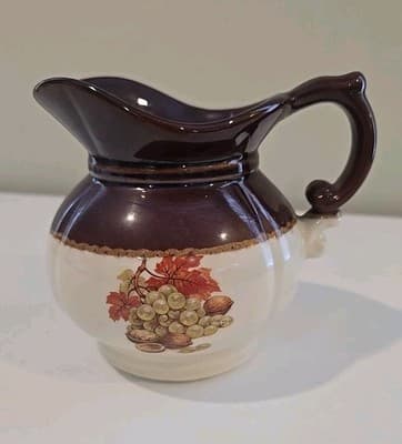 Vtg McCoy Pitcher #7528 Grapes/ Leaves /Walnuts -Pottery -Brown/Tan/Cream