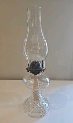 Vintage Queen Anne Clear Glass Hobnail Hurricane Oil Lamp Scovill Mfg