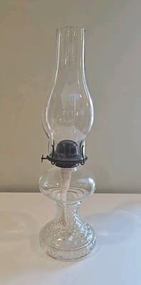 Vintage Queen Anne Clear Glass Hobnail Hurricane Oil Lamp Scovill Mfg - Thumbnail 3