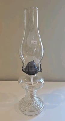 Vintage Queen Anne Clear Glass Hobnail Hurricane Oil Lamp Scovill Mfg - Thumbnail 4