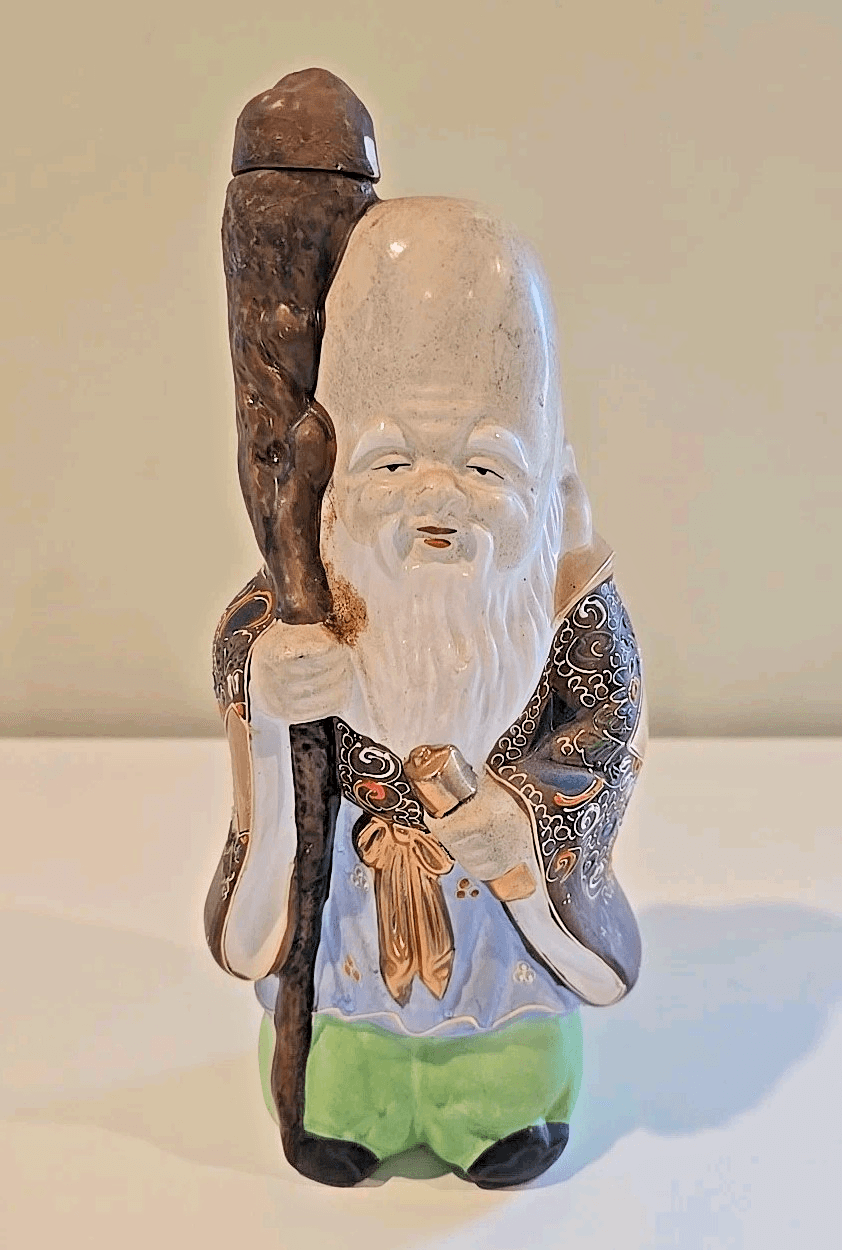 Kamotsuru Sake Decanter Japanese Porcelain Vintage Good Luck God Statue