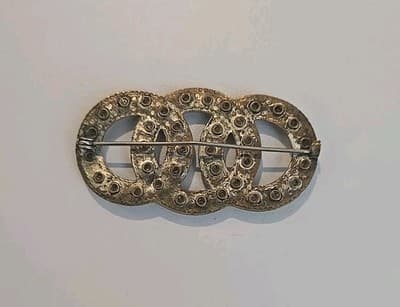 Vintage 1900s Infinity Colorless Rhinestone Wedding Brooch Bridal Marriage - Thumbnail 4