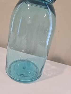 VTG Aqua Blue Ball "Perfect Mason" Jar 9" Tall with Zinc Lid - Thumbnail 4