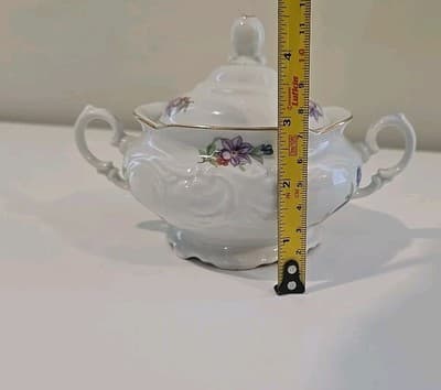 Vintage Walbrzych Creamer and Sugar Set- Meisen Flower - Thumbnail 8