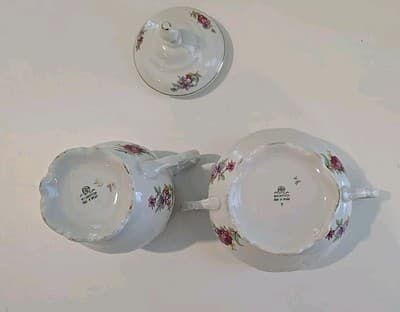 Vintage Walbrzych Creamer and Sugar Set- Meisen Flower - Thumbnail 11