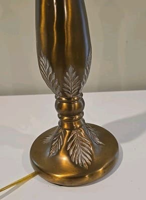 VTG Rare STIFFEL Rose Bud Gold Brass Table Lamp Model WORKS - Thumbnail 8