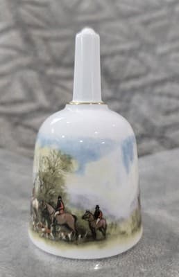 VINTAGE ROYAL WORCESTER FOX HUNT DOGS HORSES PORCELAIN DINNER BELL ENGLAND - Thumbnail 2