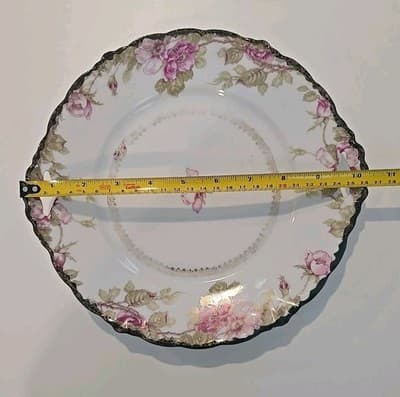 JTC Malmaison Jager Thomas & Co 10.5" Plate Pink Flowers c 1872-1898 - Thumbnail 4