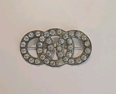 Vintage 1900s Infinity Colorless Rhinestone Wedding Brooch Bridal Marriage