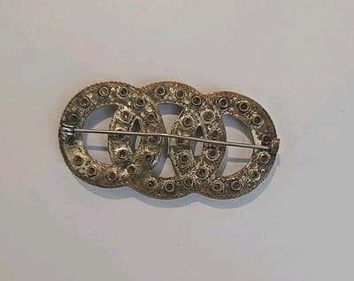 Vintage 1900s Infinity Colorless Rhinestone Wedding Brooch Bridal Marriage - Thumbnail 5