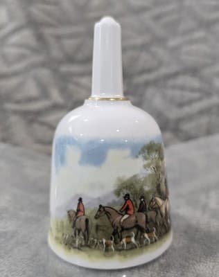 VINTAGE ROYAL WORCESTER FOX HUNT DOGS HORSES PORCELAIN DINNER BELL ENGLAND - Thumbnail 3