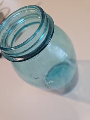 VTG Aqua Blue Ball "Perfect Mason" Jar 9" Tall with Zinc Lid - Thumbnail 9