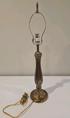 VTG Rare STIFFEL Rose Bud Gold Brass Table Lamp Model WORKS - Thumbnail 4