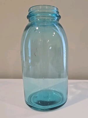 VTG Aqua Blue Ball "Perfect Mason" Jar 9" Tall with Zinc Lid - Thumbnail 6