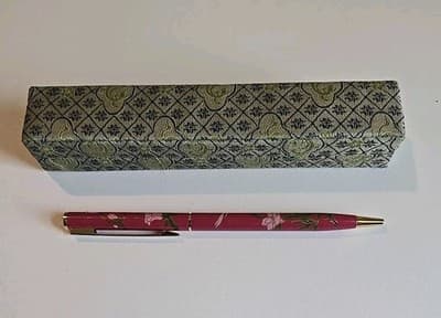 Vintage Chinese Cloisonne Ballpoint Pen in Box Pink Floral Flowers - Thumbnail 3
