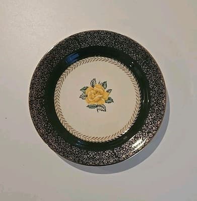 Homer Laughlin Lady Greenbriar Yellow Rose Gold Gilt Plate