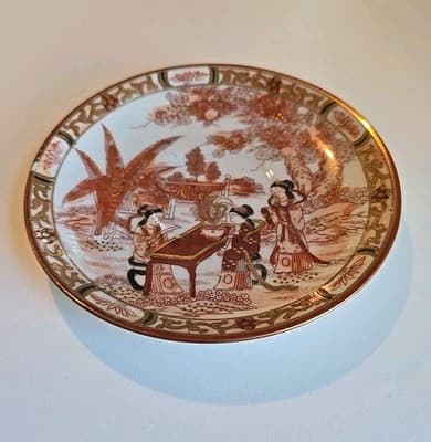 Antique Japanese Kutani Eggshell Porcelain Saucer and Plate 2pc - Thumbnail 4