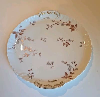 Vintage GDA Charles Field Haviland Limoges France Floral Handled Plate Platter - Thumbnail 3