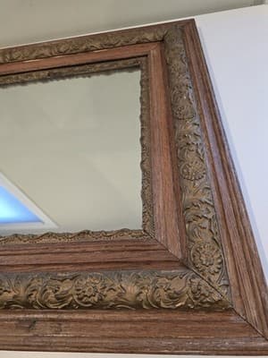 Antique Eastlake Style Solid Oak and Giltwood Double Frame Mirror c 1890s - Thumbnail 5