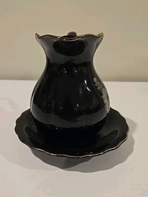 Vintage Japanese Creamer Pitcher Peacock w/ Plate - Thumbnail 4