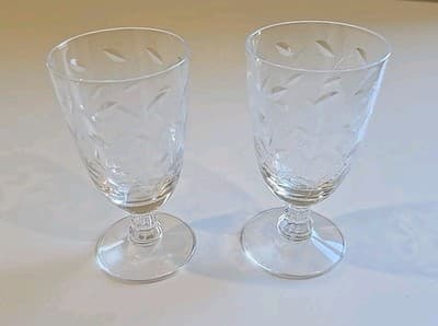 Fostoria Glass Holly Pattern Juice Glass Stem Etched 2pc - Thumbnail 2