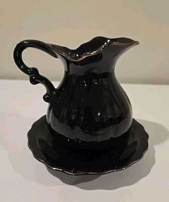 Vintage Japanese Creamer Pitcher Peacock w/ Plate - Thumbnail 3