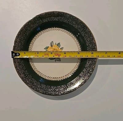 Homer Laughlin Lady Greenbriar Yellow Rose Gold Gilt Plate - Thumbnail 5