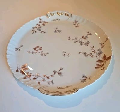 Vintage GDA Charles Field Haviland Limoges France Floral Handled Plate Platter - Thumbnail 2