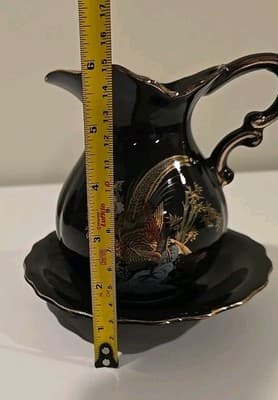 Vintage Japanese Creamer Pitcher Peacock w/ Plate - Thumbnail 10
