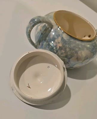 Vintage Royal Winton Grimwades Teapot Blue Brocade Chintz England - Thumbnail 7